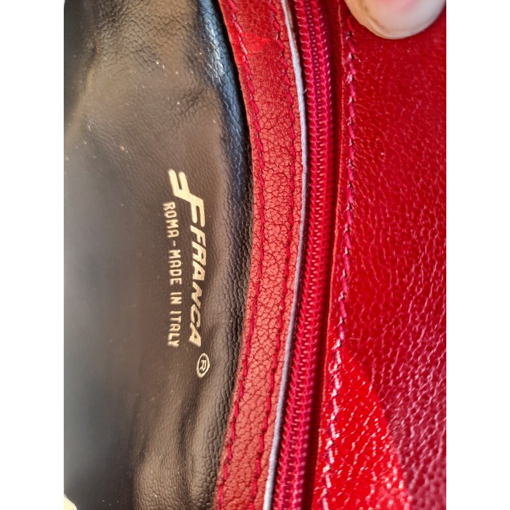 80'S - 90'S vtg Red Crossbody Leather Bag Italy franca roma tailored snap NOS